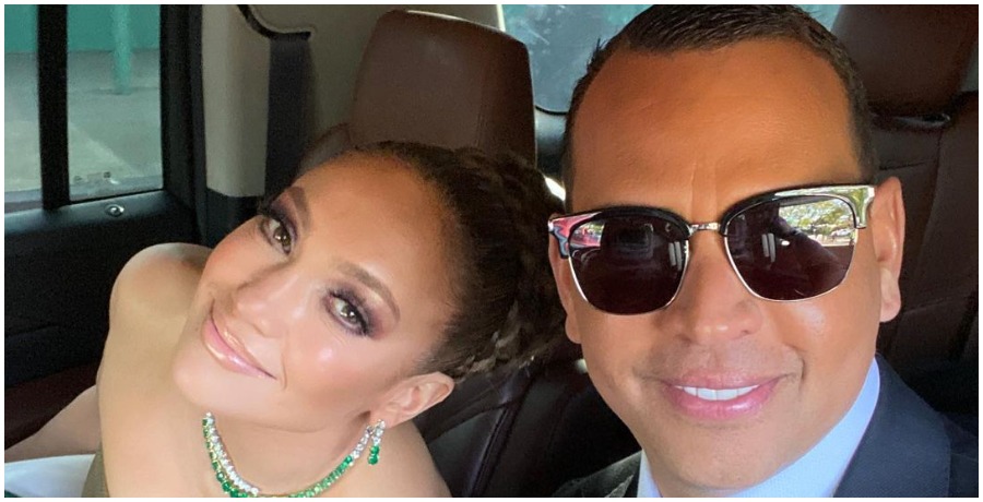 Jennifer Lopez and Alex Rodriguez smile for a photo. (Photo by ARod/Instagram)